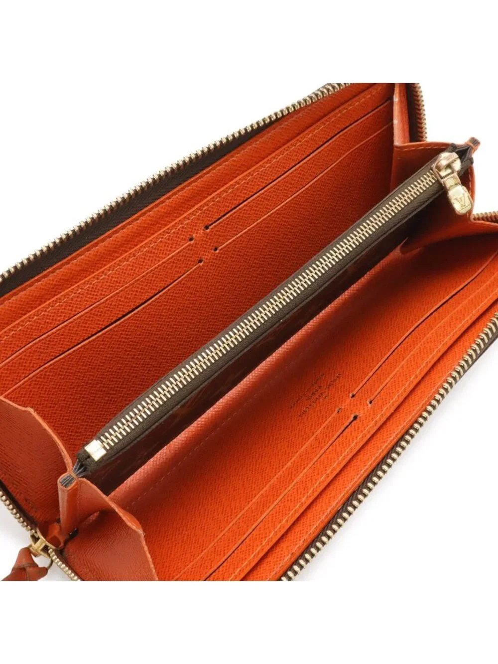 Louis Vuitton Monogram Portefeuille Clemence Zip Around Wallet Piment Orange